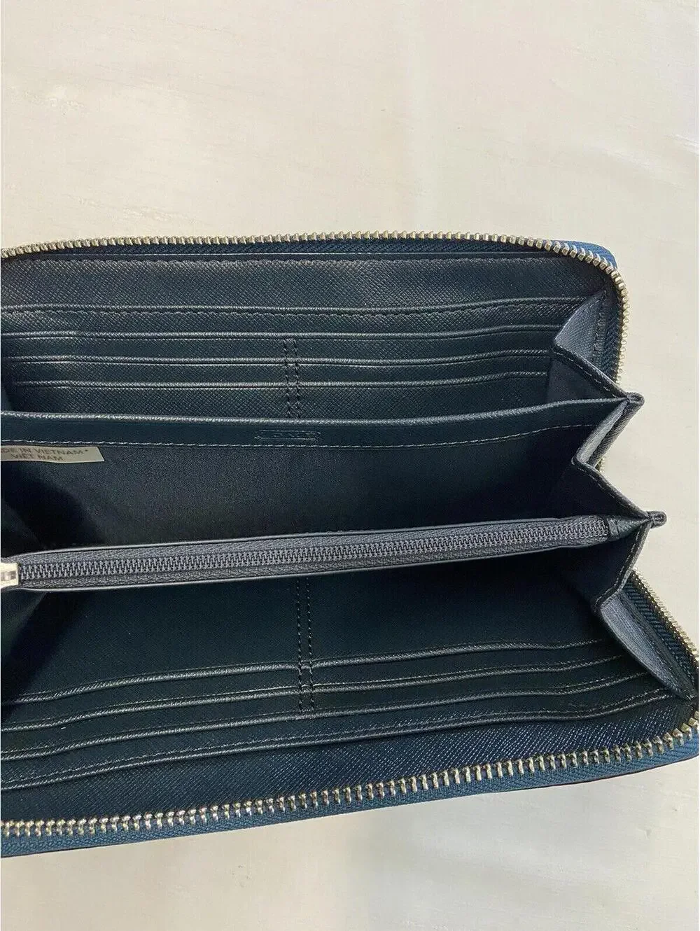COACH Green Embossed Croc Accordion Zip Wallet